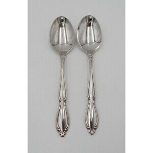 Oneida Strathmore Stainless Soup Spoons Deluxe Glossy Flatware Set of 2